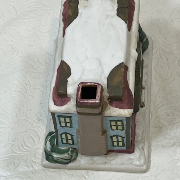 VTG Claire Burke Christmas Memories Porcelain Incense House 1990 Winter Snow - Picture 5 of 16